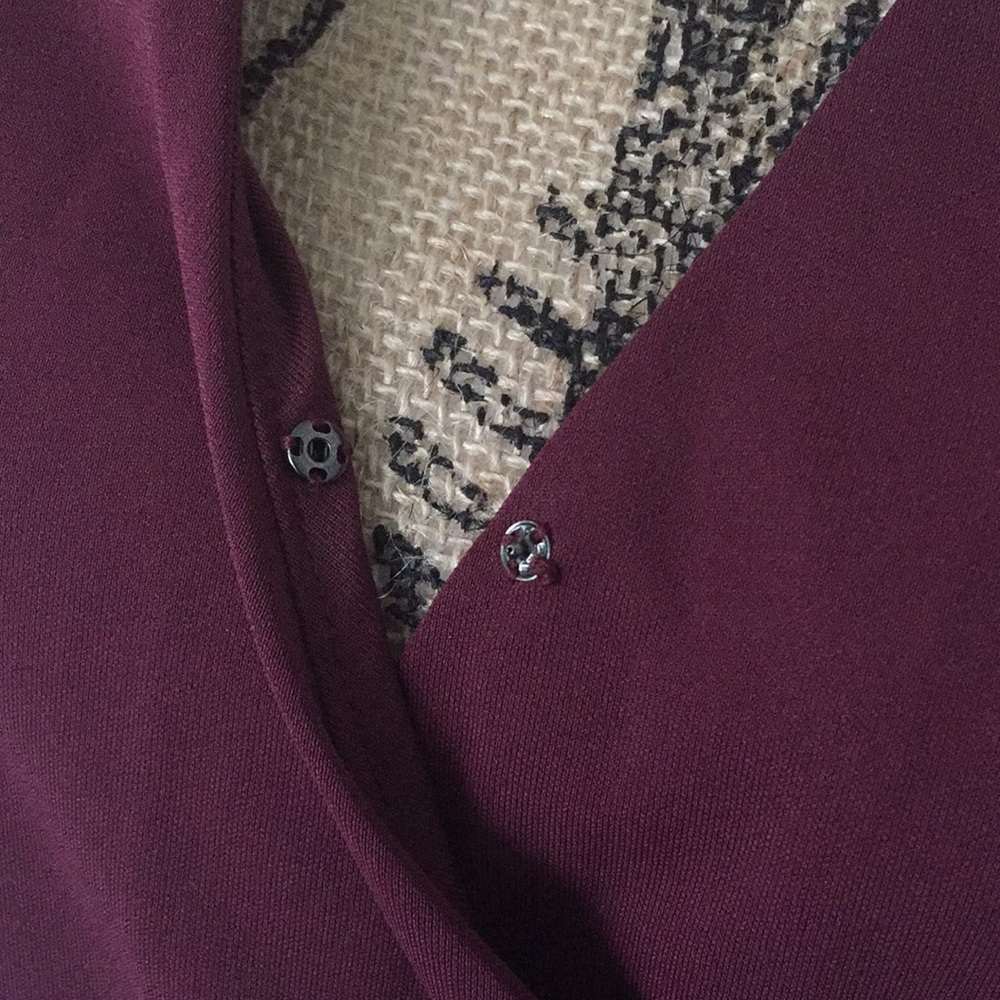 Ann Taylor Factory Burgundy Faux-Wrap Top - Picture 4 of 8